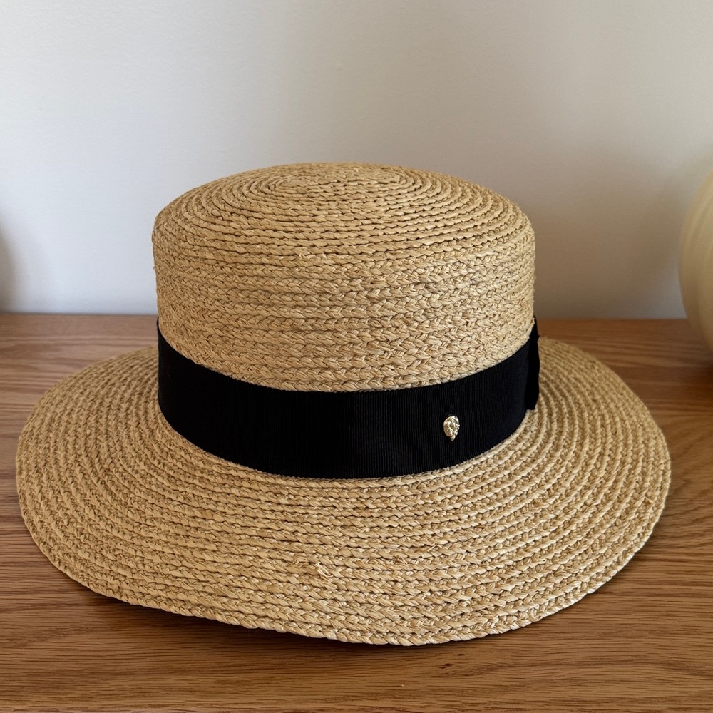 Helen Kaminski Natural Straw Hat with Black Band